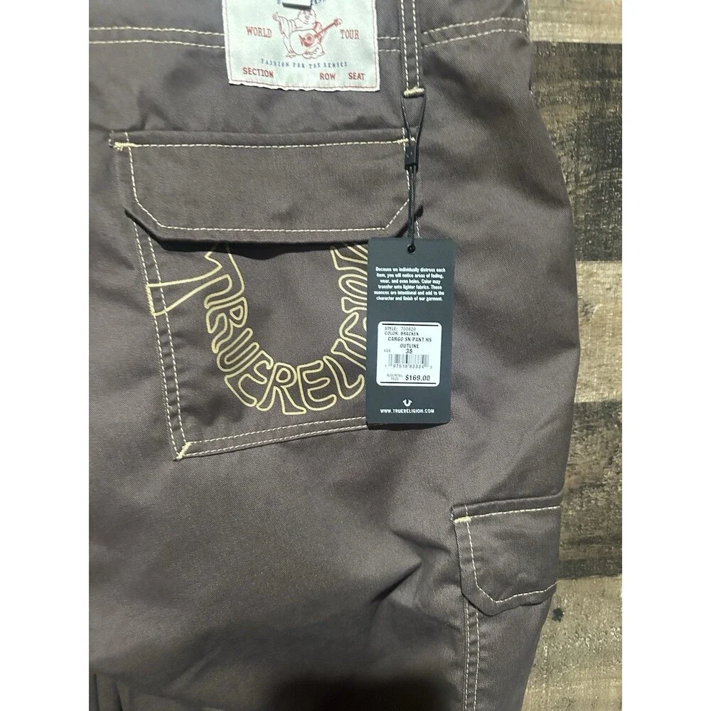 True Religion Brown Cargo Pants 38 MWT $169